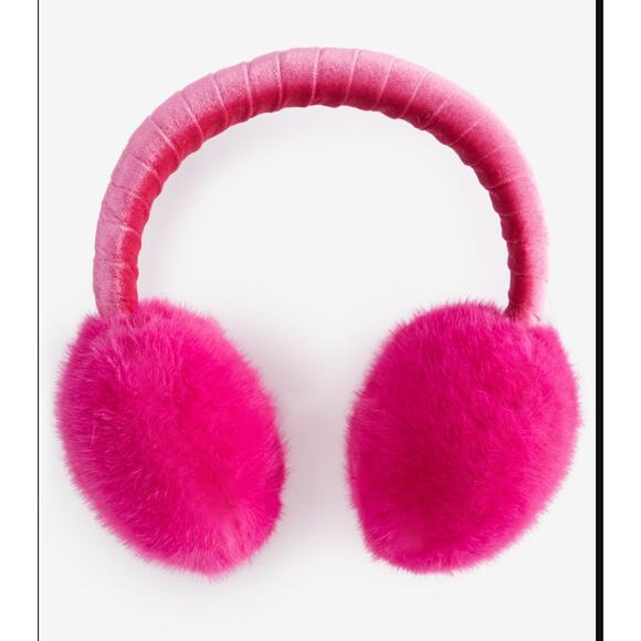Brand New On 34th Women's One Size Faux Fur Pink Plush Ear Muffs $44 - Picture 2 of 6